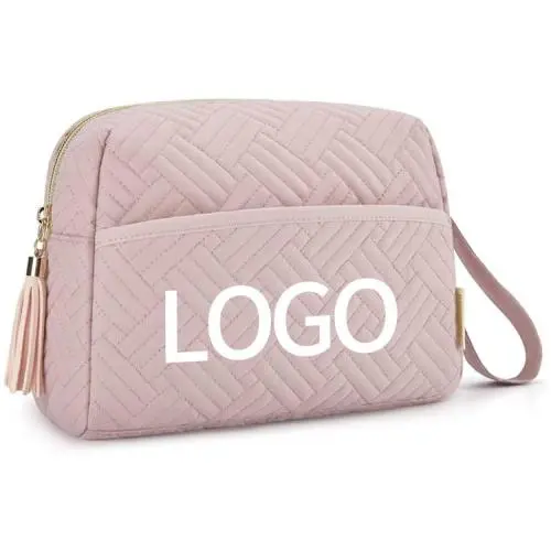 Customized Elegant Roomy Cosmetic Pouch for Purse Travel Makeup Bag Zipper Pouch Toiletry Cosmetic Bags