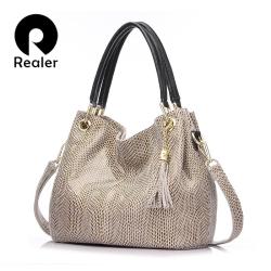 REALER Dropshipping women Shoulder Crossbody Bags Ladies Totes Hand bags custom Hobos bags Genuine Leather handbags