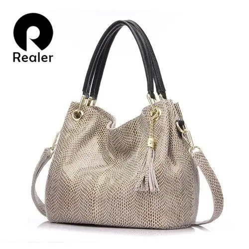 REALER Dropshipping women Shoulder Crossbody Bags Ladies Totes Hand bags custom Hobos bags Genuine Leather handbags