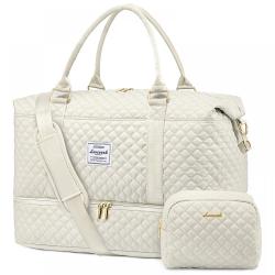 LOVEVOOK Waterproof Quilted overnight bag fashion weekend luggage Bag with Wet Pocket & Shoe Compartment Gym Travel Duffle bag