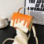 Designer Women Custom Sling Bags Pu Leather Contrasting Color Bag Splicing Texture Flow Heart Chocolate Handbag