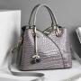 Bolsos Para Mujeres Large Capacity Single Shoulder Bag 2022 New Spliced Alligator Print Bag Pu Pure Color Zipper Crossbody Bag