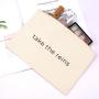 Eco-friendly Natural Canvas Makeup Zipper Bag Custom Logo Printed Cotton Brush Lipstick Storage Cosmetic Bag