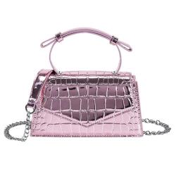 KBW710 Women Bag New Fashion Patent Leather Glossy Handheld Single Shoulder Crossbody Bag Ladies Stone Pattern Square Bag
