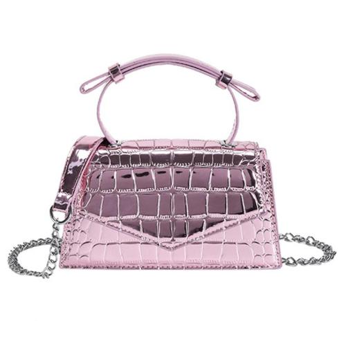 KBW710 Women Bag New Fashion Patent Leather Glossy Handheld Single Shoulder Crossbody Bag Ladies Stone Pattern Square Bag