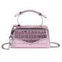 KBW710 Women Bag New Fashion Patent Leather Glossy Handheld Single Shoulder Crossbody Bag Ladies Stone Pattern Square Bag