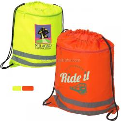Gelory Custom Polyester Material With Reflective Safety Stripe Drawstring Bags Wholesale