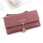 Fashion Korean Long Wallet for Lady Women's Multi Card Large Capacity Mobile Phone Bag Personalized Leaf Pendant Women's Wallet
