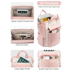 LOVEVOOK Teacher Doctor Nurse College Daypack Bags with USB Port Work Travel Business Computer Laptop Backpack Purse for Women