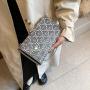 HR517 Clutch Bags for Women Luxury Wedding Vintage PU Simple Chain One Shoulder Fashion Rhinestone Bag Shiny Style Square Bag
