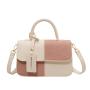 Spliced Contrasting Color Small Square Bag For Women's 2024 New Texture Minimalist Crossbody Bag Fashionable Shoulder Bag