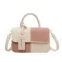 Spliced Contrasting Color Small Square Bag For Women's 2024 New Texture Minimalist Crossbody Bag Fashionable Shoulder Bag