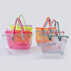Keymay New Design Stock 10 Colors High Quality Summer Popular Transparent PVC Waterproof Handbag Tote Beach Bag Clear Tote Bags