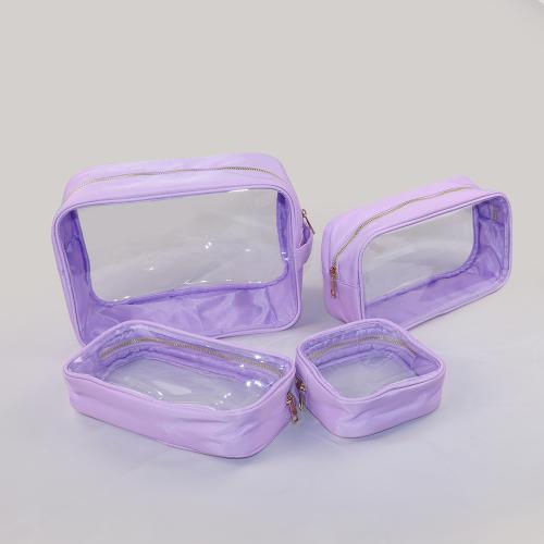 New Stock Wholesale Transparency PVC Clear Pouch 4 Pcs Set Outdoor Travel Zipper Waterproof Toiletry Clear Makeup Bag