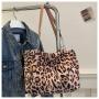 Fashion Leopard Plush Trend Chain Personality Hundred Simple Fashion Casual Bag Shoulder Bags for Women Tote Handbag Armpit Bags