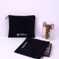 Custom Logo Printing Velvet Zipper Purse Cosmetic Lipstick Storage Bag Velvet Makeup Zipper Pouch
