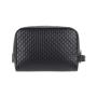 Custom Weaving Leather Cosmetic Bag Black Men's Toiletry Bag Large Travel Dopp Kit