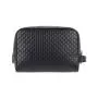 Custom Weaving Leather Cosmetic Bag Black Men's Toiletry Bag Large Travel Dopp Kit