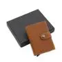Leather Aluminum Metal Wallet Trifold Metal Wallet Leather Rfid Metal Pop Up Wallet