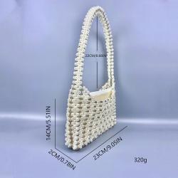 custom 2024  woven  acrylic resin beads beaded shoulder bags white Pearl Vintage Design Ladies Bead Underarm Women Hand Bags