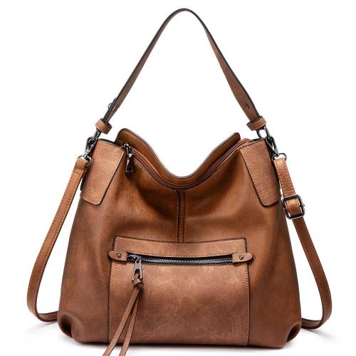 REALER Luxury PU Leather womens Shoulder Bag Large Crossbody Bags with Tassel  women ladies Hobo Hand bags