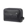 Custom Weaving Leather Cosmetic Bag Black Men's Toiletry Bag Large Travel Dopp Kit