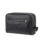 Custom Weaving Leather Cosmetic Bag Black Men's Toiletry Bag Large Travel Dopp Kit