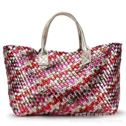 2024 OEM  Luxury Designer women hand made tote Bags Female Woven Shoulder Bags factory Custom logo rainbow beach fashion handbag