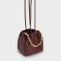 Wholesale Custom Women Handbags Nice Quality Soft Vegan Leather With Nice Gold Chain Fashion Drawstring Bucket Bag