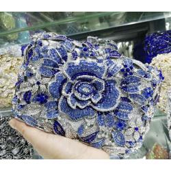 Wholesale sac a main Luxury boutique Clutch Women Crystal Rhinestone Wedding Handbag Party Purse Flower Evening Bags