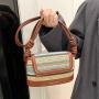 ZWY329 New Fashion Summer Beach Ladies Straw Bag Wholesale Hot Sale Rainbow Shoulder Crossbody Bag Zipper Daily PU Women Bag