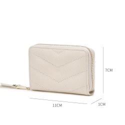 Custom Logo Fashion Ladies Wallet PU Leather Card Holder New Embroidered Quilted Zipper Pouch Wallet For Women