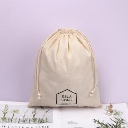 Eco-Friendly Muslin Cotton Drawstring Dust Pouch For Packaging Shoe Custom Organic Cotton Shopping Shoe Bag