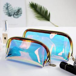 Gelory Customizable Laser Magic Color Makeup Bag Thickened Transparent Waterproof TPU Travel Cosmetic Storage Bag