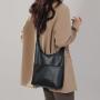 HR601 Women's Bag Simple Casual Fashion Soft PU Leather One Shoulder Bucket Bag Retro Solid Color Magnetic Buckle Tote Bag