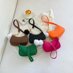 In Stock Casual Hairball Women's Bag 2024 Fresh Retro Crossbody Bags for Women Fashion Shoulder Small Square Bag