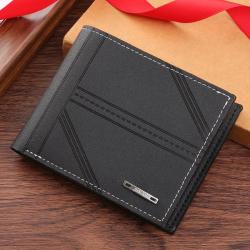 New men's wallet men's short money clip youth fashion embossed horizontal soft leather wallet large capacity multi-card wallet