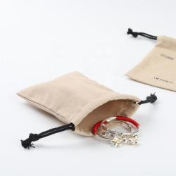 Recyclable Custom Logo Printed Cotton Canvas Drawstring Gift Makeup Pouch Eco-Friendly Cosmetic Packaging Canvas Bag