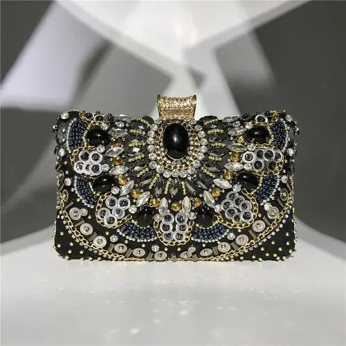 Dinner Bag Handmade Bead Embroidery Diamond Fashion Retro Evening Clutch Bags With Crystal sac tendance 2024