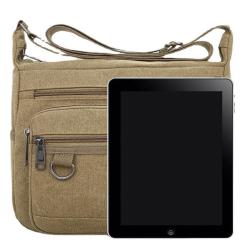 HR063 Men Single Crossbody Shoulder Bag Fashion Canvas Lightweight Mobile Phone Messenger Bag Collecting Money for Business Bag