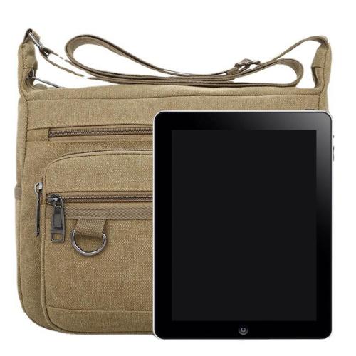 HR063 Men Single Crossbody Shoulder Bag Fashion Canvas Lightweight Mobile Phone Messenger Bag Collecting Money for Business Bag