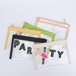Keymay 2023 New Luxury Girl Pvc Pouch with Zipper Clear Clutch Bag Cosmetic Concert Stadium Party Bags Women