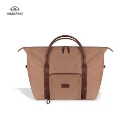 Custom Friendly Insulated Thermal Foldable Office Adult Ice Bags Over sized Food Cooler Handbag Waxed Canvas Lunch Bags
