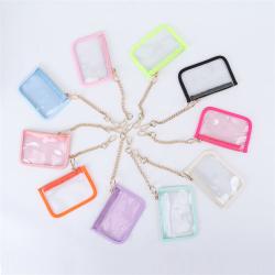 Keymay New Design RTS Fast Shipping 10 Colors Waterproof Pvc Clear Card Holder Fashion Wallets Keychains Pvc Coin Purse