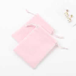Custom Emboss Logo Velvet Earring Ring Jewelry Drawstring Pouch Small Pink Eyelash Brush Cosmetic Velvet Bag