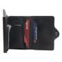 Aluminum rfid metal leather card holder pop up aluminum leather card holder wallet