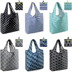 Wholesale Custom Printing Eco-Friendly Pouch Foldable Grocery Bags Reusable Folding Polyester Shopping Bags