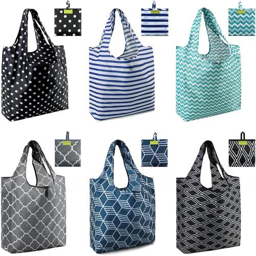 Wholesale Custom Printing Eco-Friendly Pouch Foldable Grocery Bags Reusable Folding Polyester Shopping Bags