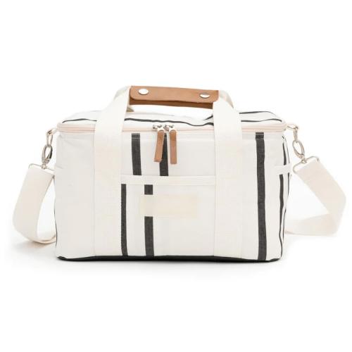 Premium Beach Cotton Polyester Recycled PVC  PU Leather Insulated Shoulder Cooler Tote Bag