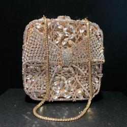 New bow gift box with diamond inlaid small square bag evening bag